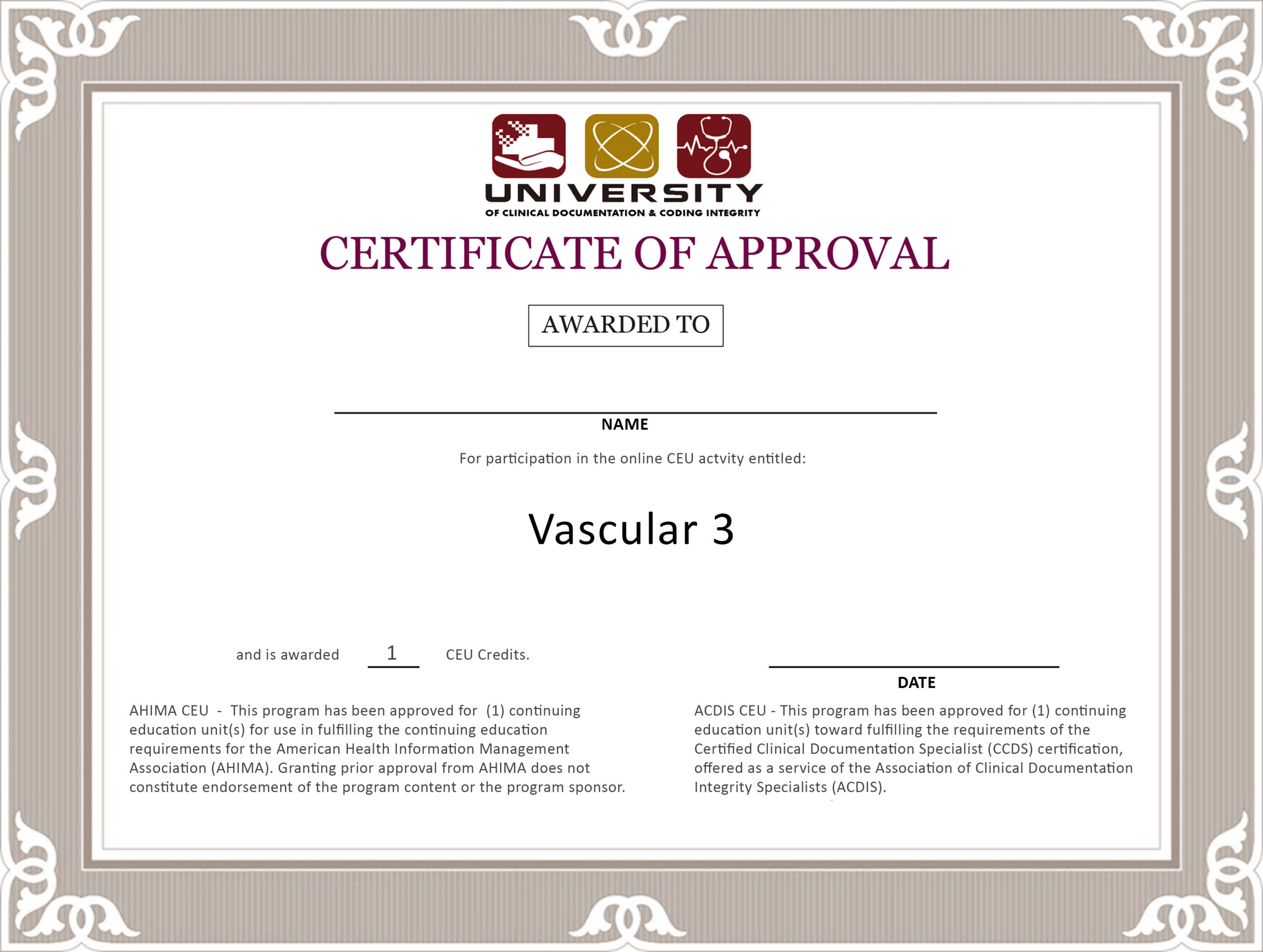 Vascular 3 Certificate DocuComp LLC Courses